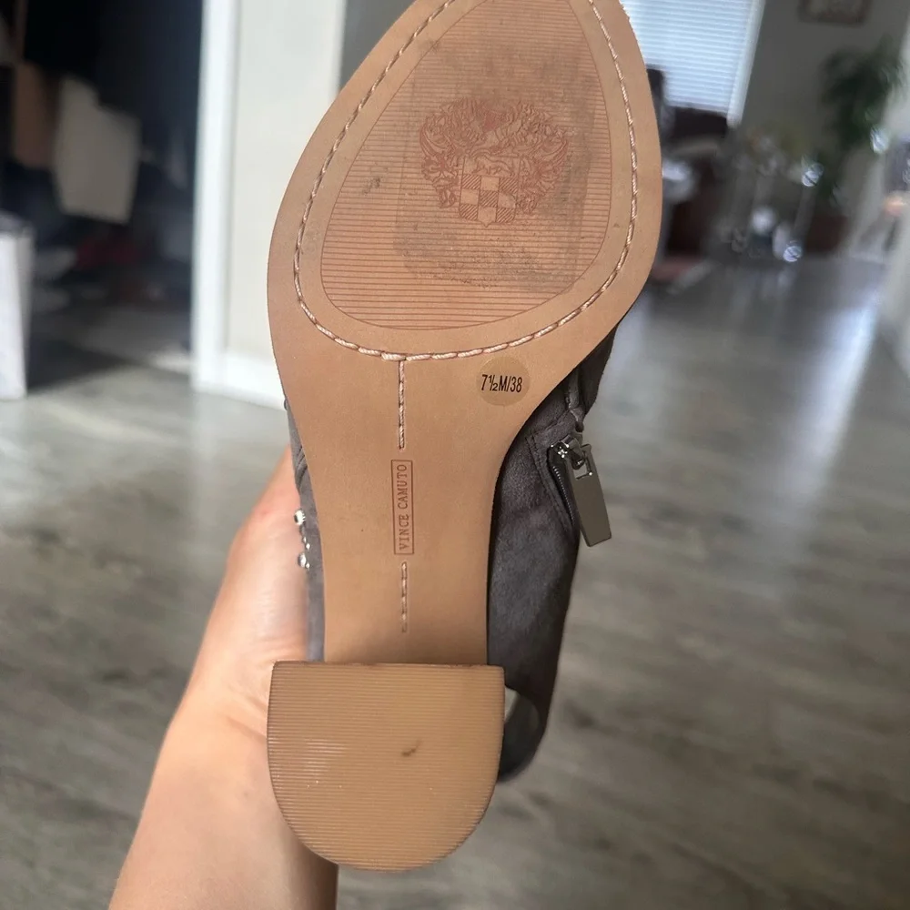 Vince Camuto Studded Taupe Heeled Boots - Picture 3 of 3